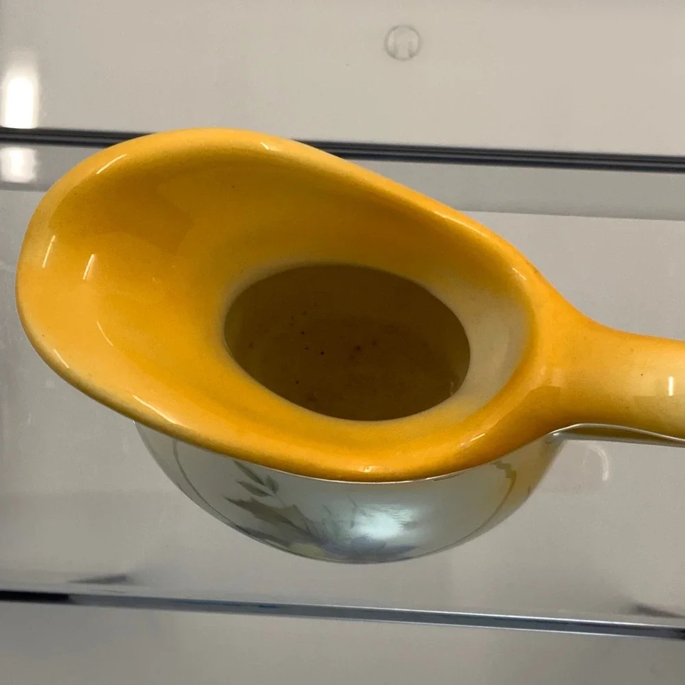 Vintage Sharons Kountry Cafe Floral Ceramic Yellow Cream 3.25in Pitcher